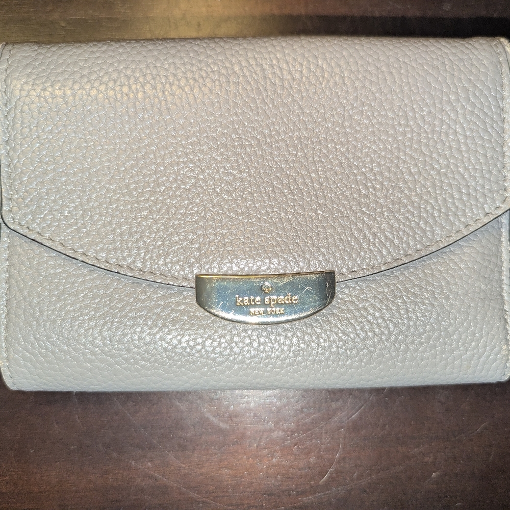 Kate Spade Pebbled Leather Wallet in Gray